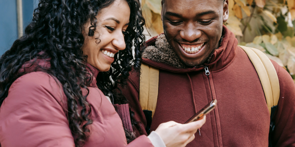 Couple Using a Mobile Phone