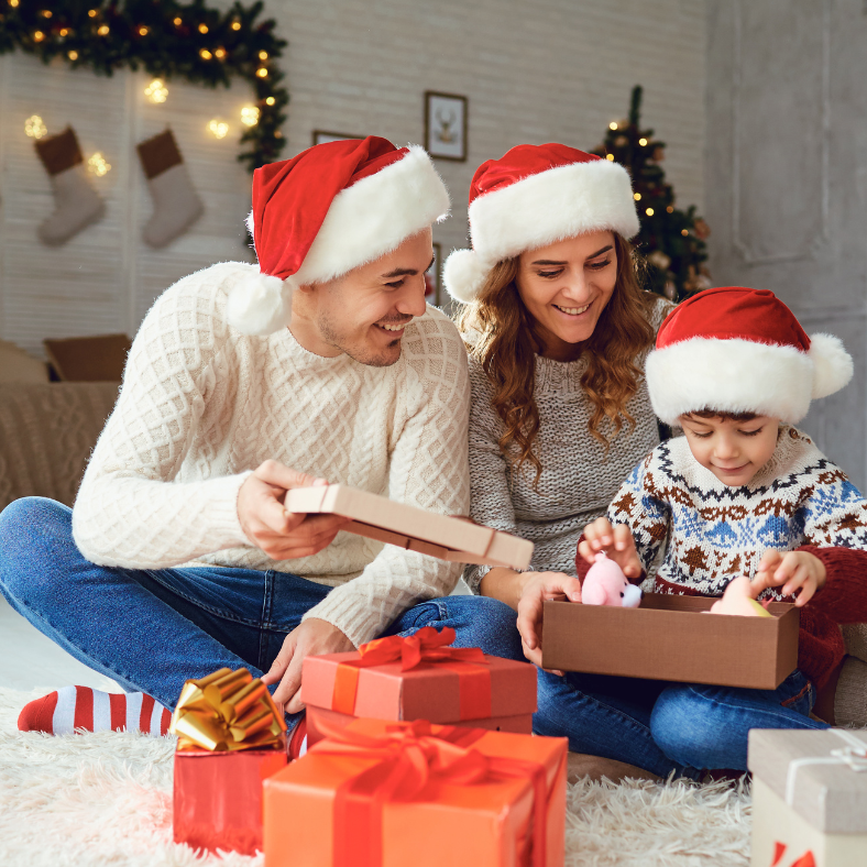 Family Opening Christmas Gifts