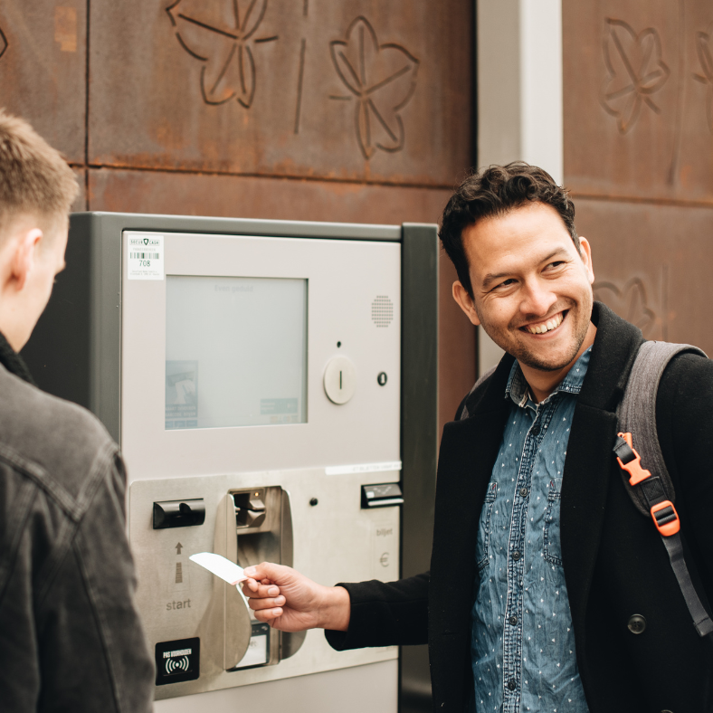 Man Using a Kiosk