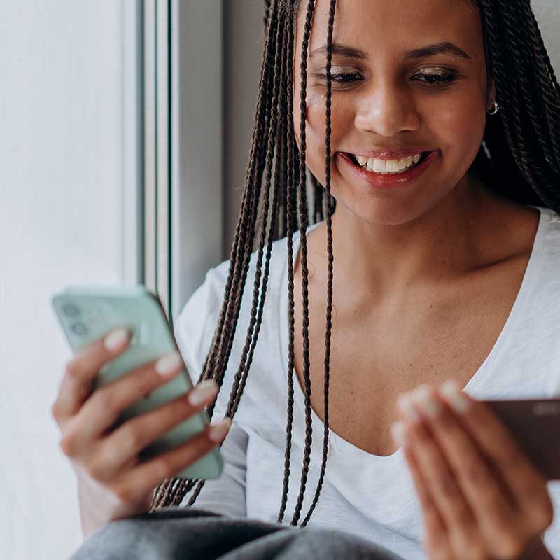 Black Woman Paying Bills Online